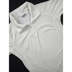 Columbia Womens Fleece Pullover Sweater White Quarter Zip Long Sleeve Sz Large